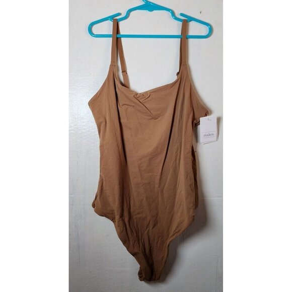 New Auden Women's Brown Square-Neck Sleeveless Shapewear Bodysuit Size XS - Picture 1 of 4